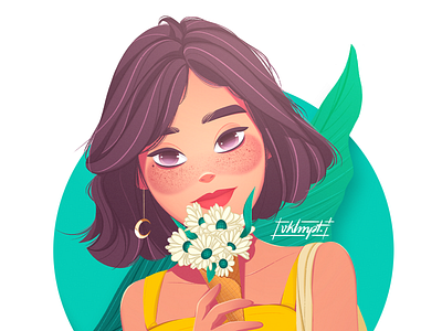 🌼 art character cute drawings earrings flowers girl girl character illustration ipadpro procreate sunshine yellow