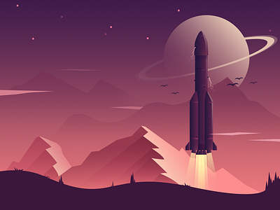 Moon travel aviation flat illustration