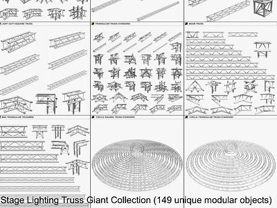 3D Stage Lighting Truss giant Collection 3d broadcast building collection concert concertstage disco green lighting scaffold set stage stand structure studio truss trusses virtual set virtual studio