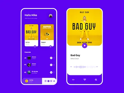 Music App Design adobe xd app design figma mobile modern purple sketch ui ux