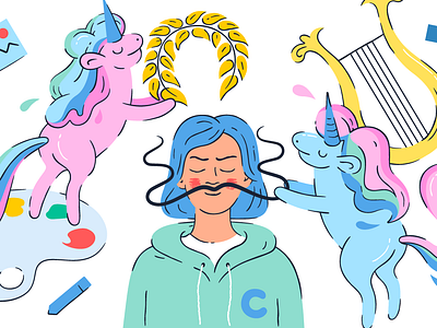 Genius color crello genius illustration unicorn