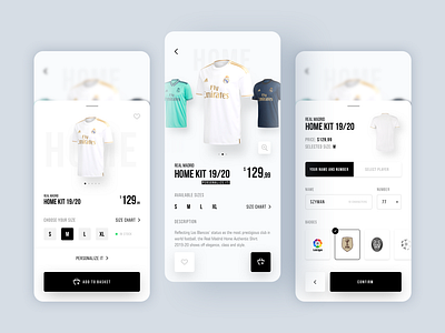 Real Madrid E-Commerce App colors concept app design ecommerce ecommerce app ecommerce design ecommerce shop españa halamadrid madrid online onlinestore real real madrid shop sketch store ui ux white