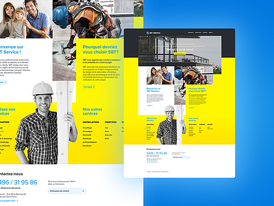SBT SERVICE blue builder building design development flat home house instalation parquet professional renovation ui ux webdesign website yellow