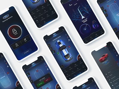 Ford Car Remote App UI branding car dashboard design driving map one ui remote ui ux