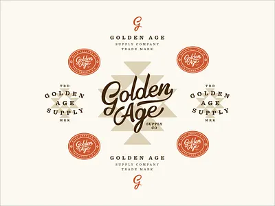 Golden Age Supply Co Branding aztec badge branding branding and identity brown golden orange script typography western