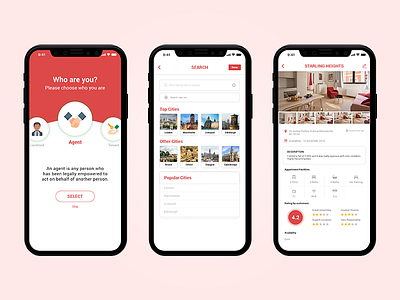 Real Estate | Buy/Sale/Rent Properties App agent design landlord location mobile app mortgage profile property app real estate tenant