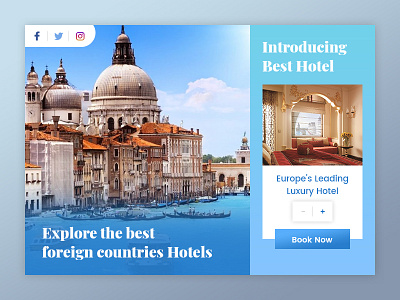 Booking Hotel - UI Web Design Template blue bookhotel destinations hotel place template tourism travel template ui web website