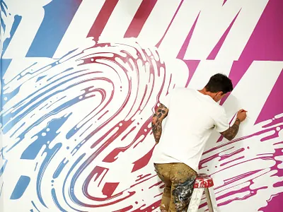 Major Tom gradient graffiti grafitti illustration lettering mural office mural painting typography