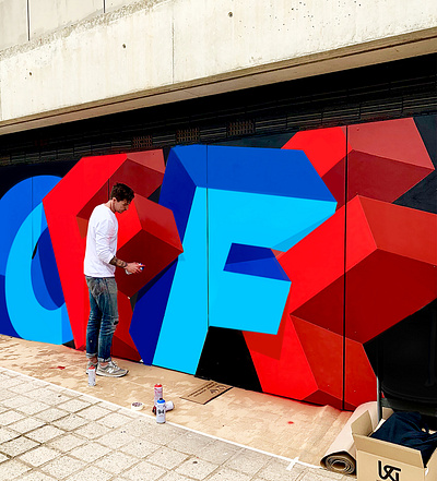 OFFF Barcelona blue graffiti grafitti lettering mural murals offf red