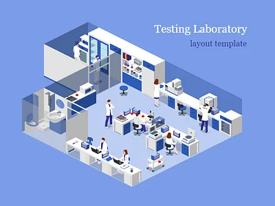 Testing Laboratory Layout Template 2.5d icons illustration isometric laboratory template vector