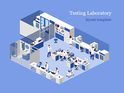 Testing Laboratory Layout Template 2.5d icons illustration isometric laboratory template vector