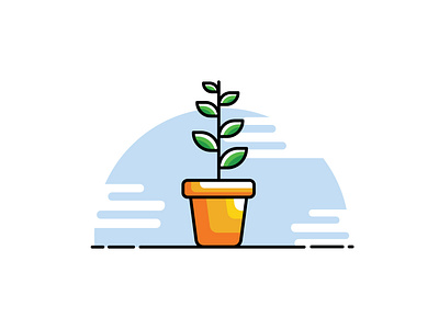 Pot of plant background design flat illustration plant plants pot ui vector