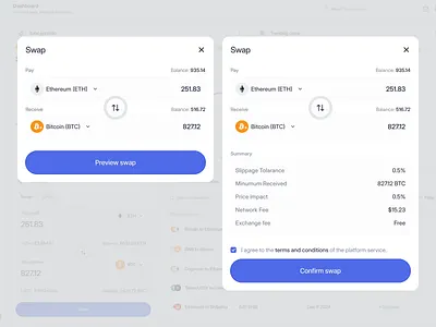 Crypto SaaS Web App Dashboard - Swap Coin Card Component bitcoin blockchain card coin component crypto crypto currency dashboard design money product design saas swap transaction ui ui component uiux ux web app web design