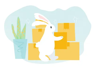 Moving Season boxes design illustration moving rabbit