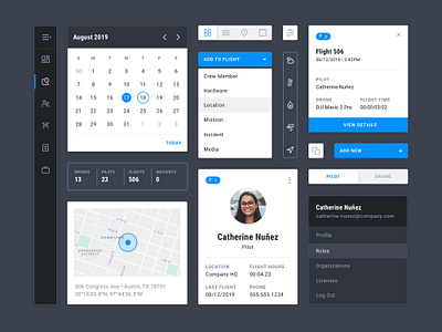 UI Kit blue calendar cards components dropdown maps modular nav toggles ui visual design