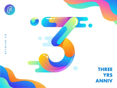 Studio Flolab 3rd Anniversary! anniversary birthday colorful design gradient illustration logo studio team three ui vector