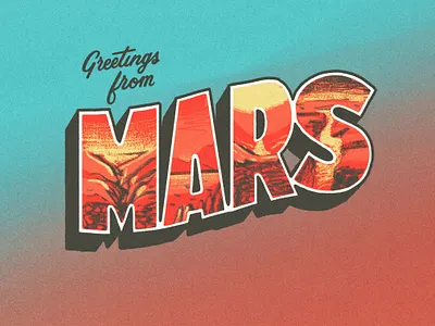 Greetings from Mars design handlettering illustration lettering postcard procreate script travel type typography vintage