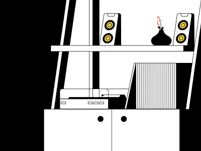 record space black and white illustration illustrator minimal minimalism record player shapes vector