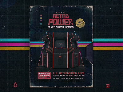 Retro Gaming Flyer 80s VHS Arcade Cabinet Vintage Synthwave 1980s 80s arcade classic classic gaming flashback flyer gamers gaming poster retro gaming retrogaming retropie retrowave synthwave template vhs video games video games flyer videocassette