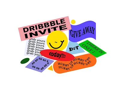 Dribbble invitation giveaway art bright design flat fun illustration invitation invite poster russia stickers typography vector vivid