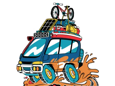 part of a delica sticker car delica illustrator sticker vector