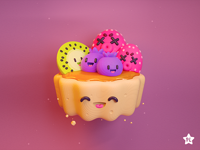 Cheesecake 3d illustration cake character design dessert illustration kawaii magic maxon maxonc4d toys