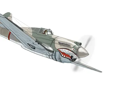 Flying Tiger airplane art artist design designer digital art digital paint digital painting illustration illustrator painting render technical illustration