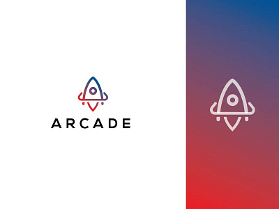 Arcade a brand letter logo mark rocket simple