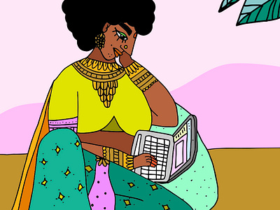 Scrolling computer gold india indian jewelery laptop south asian woman