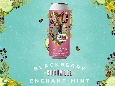 Stray Forth Blackberry Cucumber Enchant-Mint art direction branding can design collage design identity packaging packaging design planet propaganda