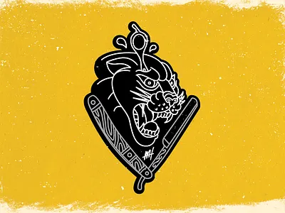 Traditional Tattoo Merch badge barber branding cat color design icon illustration illustrator lion logo monoline paint panther photoshop shears tattoo traditional art traditional tattoo yellow