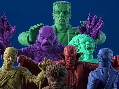 Game Miniatures for Ravensburger's "Horrified" 3d monster toy design