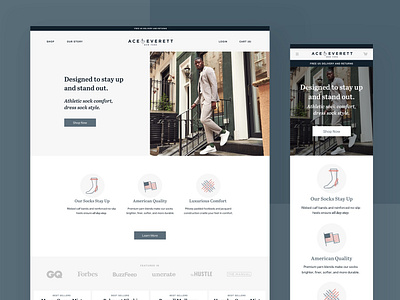 Ace and Everett Homepage branding creative direction design e commerce ecommerce ecommerce design fashion icon icon design illustration luxury shopify socks ui ux website design