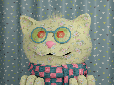 fabric cat 3d blender blender3d cartoon cat