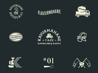 Kavurmahane Brand Exploration bean brand branding car coffee espresso exploration flags freelance icon illustration logodesign monogram monogram logo studio sun truck typography typography logo wing