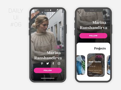 Knitter`s profile daily ui dailyui design knit profie ui