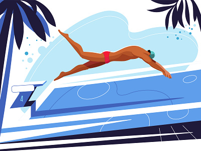 Sport. Swimming. design fitness flat illustration man pool sport swimming vector