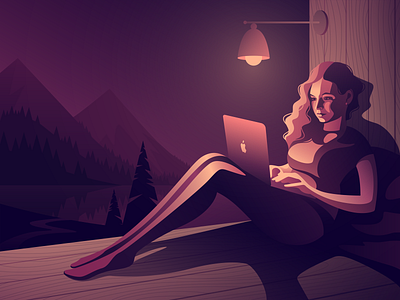 Karolina girl illustration night vector working