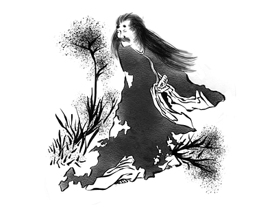 My rendition of a man from the great Hokusai edouard artus hokusai illustration ipad pro ipad pro art japanese japanese art nature plants procreate
