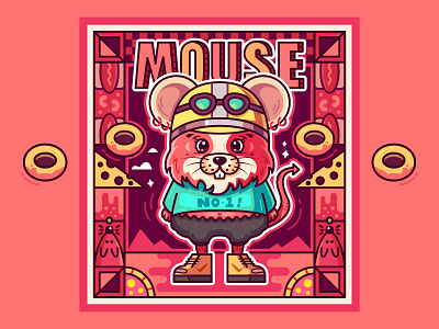 mouse animal first food happy hat illustration motorcycle shoes