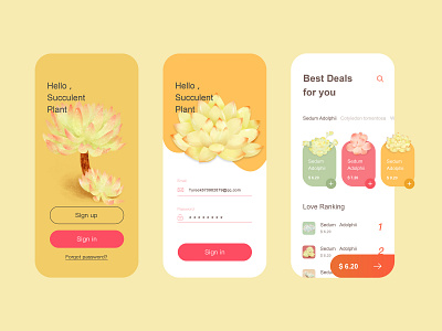 succulent plant app ui