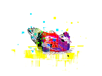 I dreamt I was a butterfly chicken computer creature digital fish glitch retro vapor wave