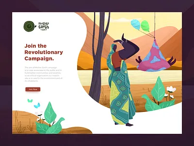 Mother Earth Landing Page Design baby branding earth illustration landing page mother mother earth nature ui uidesign uiux woman