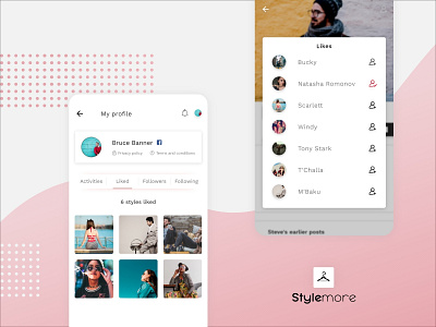 My Profile Screen - StyleMore | Fashion App app app design app ui fashion app fashion design fashion mobile app social app ui design user interface