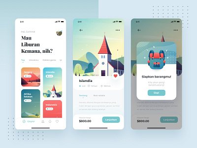 Traveling App adventure app clean design icons illustration mobile screen travel trip ui