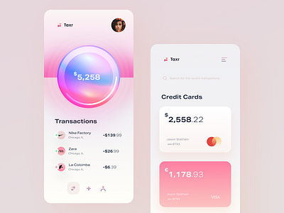 Finance & Credit Card - Fintech Mobile App app apple pay bank app banking card credit card finance fintech gradient interface mobile orb pay payment simple clean interface soft transaction ui ux wallet app