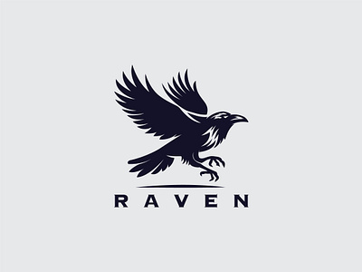 Raven Logo agency alcon logo america bird black eagle branding company flight fly flying freedom graphic design hawk logo outdoor raven raven for sale wing wing logo wings