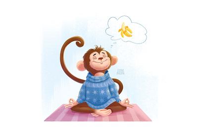 A monkey a monkey art art commission book cover illustration brand character branding cartoon character character character development children illustration fairy tale illustration illustrations mascot packing design painting photoshop stylized