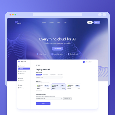 Cloud Platform UI ai cloudgpu cloudplatform deepcloud designinspo gpucloud landingpage ui uidesign websitedesign