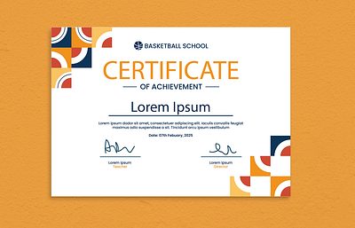 BASKETBALL SCHOOL CERTIFICATE basketball branding certificate design graphic design school typography